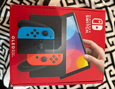Nintendo Switch OLED Console Neon Red/Blue w/ Dock, pad, charger, Batman + 256GB