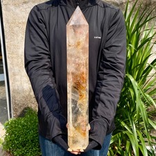 Obelisco Cristal Blanco Claro Natural 5.29LB Cristal Columna Energía Reiki Curación