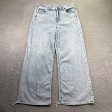 American Eagle Super High Rise Baggy Wide Leg Jeans Womens 12 Regular Light Wash