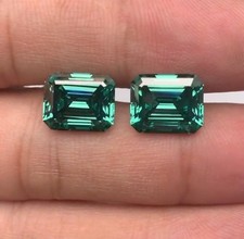 Natural Diamond 2PC  2 Ct Emerald Cut Green  Color VVS1 ! Excellent Certified
