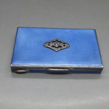 ART DECO SUPERB SOLID SILVER & GUILLOCHE ENAMELED BOX 96g 8CM LONDON IMPORT 1930