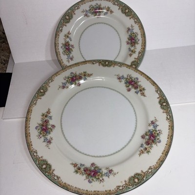 VINTAGE Mikado China Green Traditional Dinner Plate & Bread Plate Japan