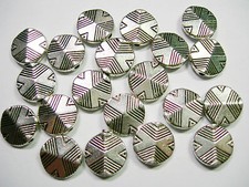 20 Detailed Beveled Round 10mm Spacer Beads Silver Tone