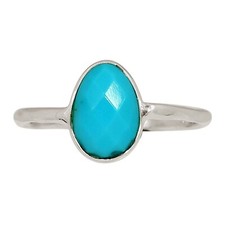 Composite Faceted Mohave Blue Turquoise 925 Silver Ring Jewelry s.7.5 ALLR-30081