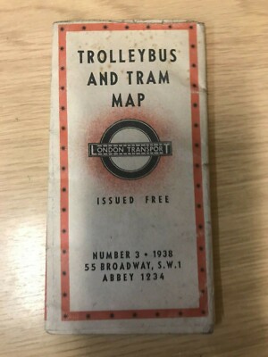 Nr. 1938 3- Trolleybus und Straßenbahnkarte, London Transport