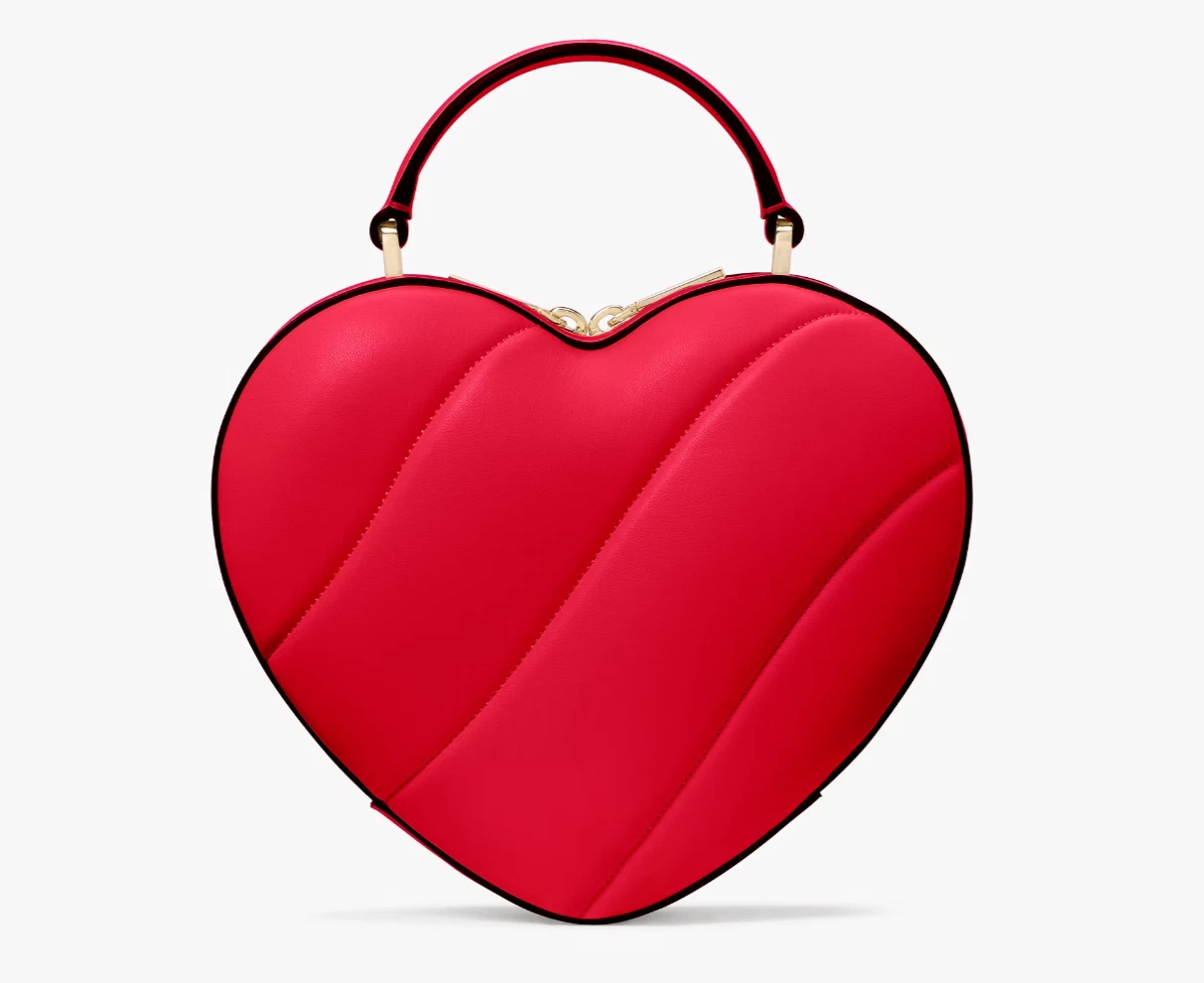 Nuova Kate Spade Love Shack trapuntata cuore 3D tracolla rosso rubino con sacchetto antipolvere