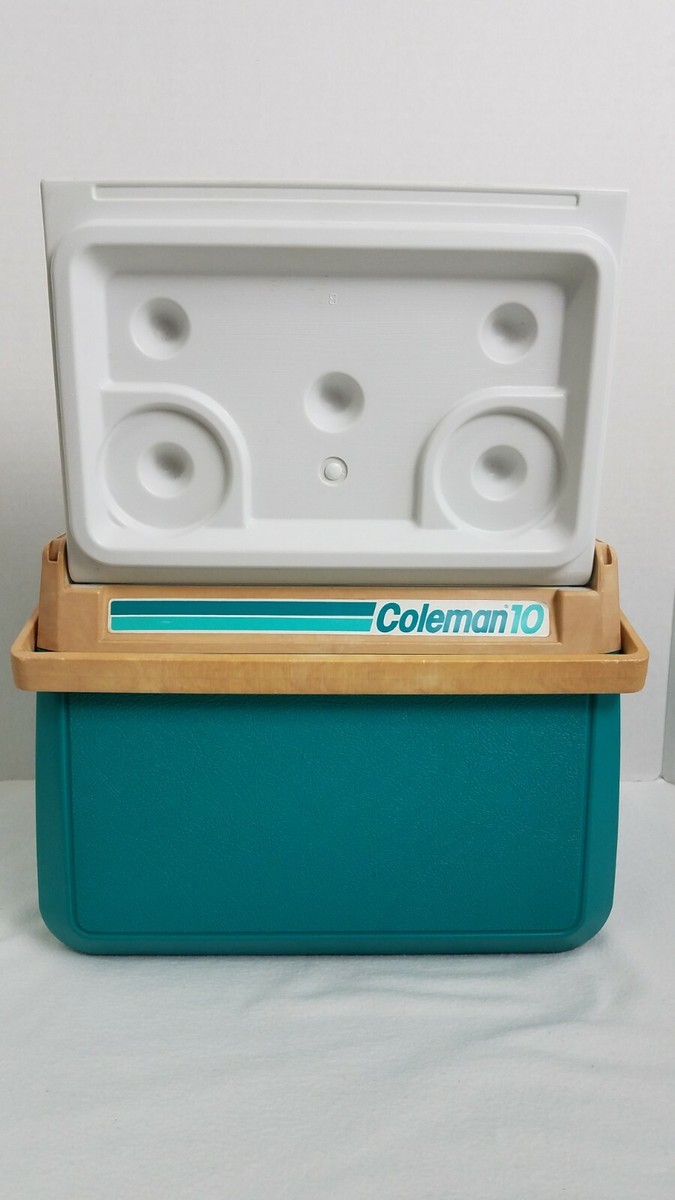 Coleman 10 Cooler Model 5210 Teal Green Blue Flip Lid Dated 10 90
