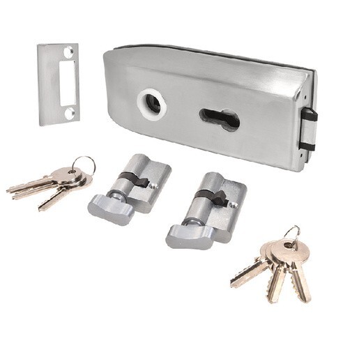 CRL Brushed Stainless Glass Mounted Latch with Lock and Thumbturn PTH311BS