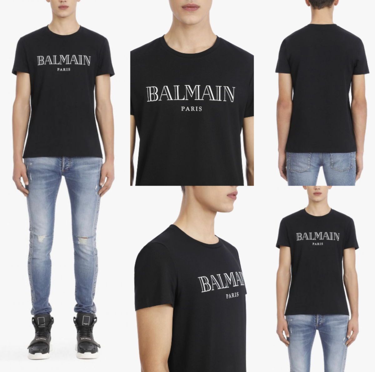 【希少】BALMAIN パリサンジェルマンTシャツ Mサイズ Balmain Paris Men's Black Graphic Logo Print T-Shirt Tee