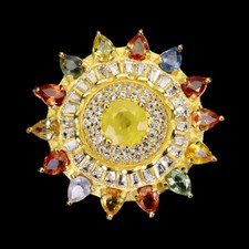 925 Sterling Silver Ring Round Yellow Sapphire 6mm Natural Gemstone Jewelry Sz 7