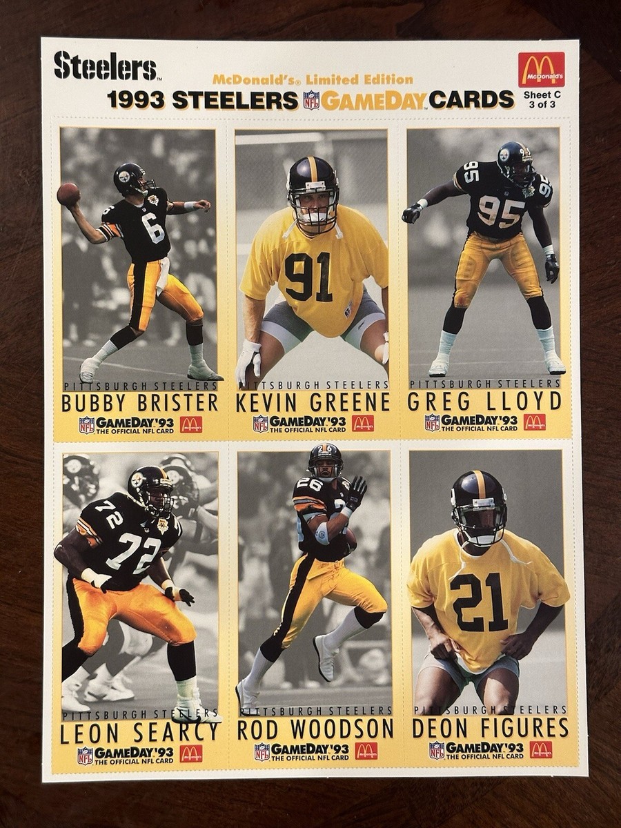 1993 Mcdonalds Pittsburgh Steelers GameDay Collector Cards Series