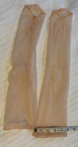 Rare Vintage 40s Sheer Pink Mesh Gown & Gloves Ruffles Nude Tulle Coquette Glam - Picture 12 of 12