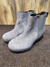 Sorel Joan of Arctic Chelsea Boots Youth Girls 4 Gray Suede Hidden Wedge Booties