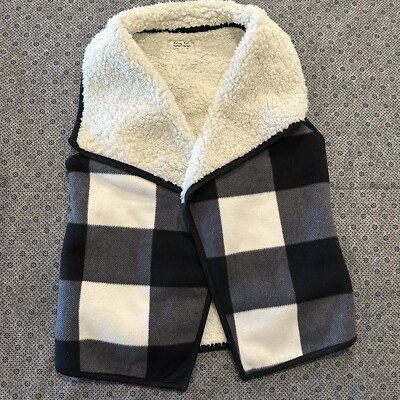 Love Tree Vest Womens Small Buffalo Plaid Sherpa Open Front