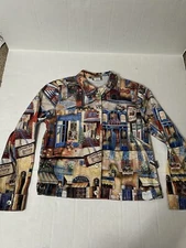 Impulse California Button Up Blazer Women's Medium Venice Italy Art To Wear Y2K