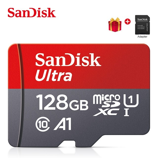 Micro SD SanDisk 128GB classe 10 haute vitesse pour enregistrement vidéo Full HD