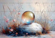MAGICAL CRYSTAL BALL ART PRINT, Mystical Orb, Witch Poster Cottagecore E084