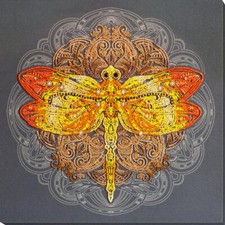Bead Embroidery Kit Gold dragonfly Beaded stitching DIY Abris Art