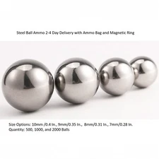 Slingshot Ammo Steel Balls 3/8, 5/16 inch with 3x Rubber Bands and Ammo Bag