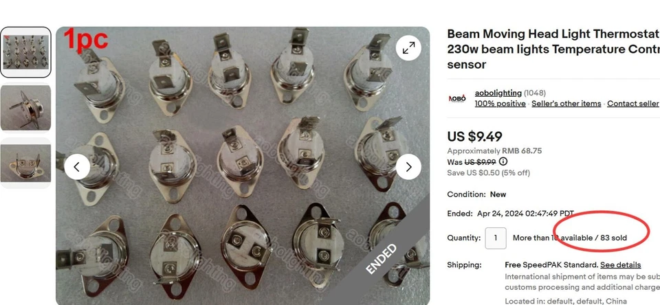 Beam Moving Head Light Thermostat 7r 230w beam lights Temperature Control sensor - Image 2 of 4