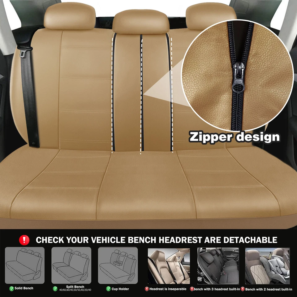 For Acura Legend MDX RDX TL TLX TSX RLX Leather Car 5 Seat Covers Full Set Beige - Изображение 3 из 4
