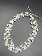 Multistrand Genuine Pearl and Glass Bead Floating Knotted Necklace/ Wedding