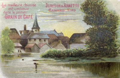 Duroyon & Ramette Coffee Victorian Trade Card Chicoree Grain de Cafe French Town