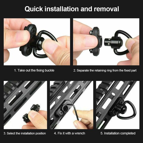 2pcs MLOK QD Sling Swivel Mount Heavy Duty M-LOK w/ Quick Detach Push Button US - Picture 9 of 14