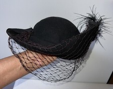 Vintage Merrimac Hat Corp 100 Wool Ladies Hat With Netting USA Made