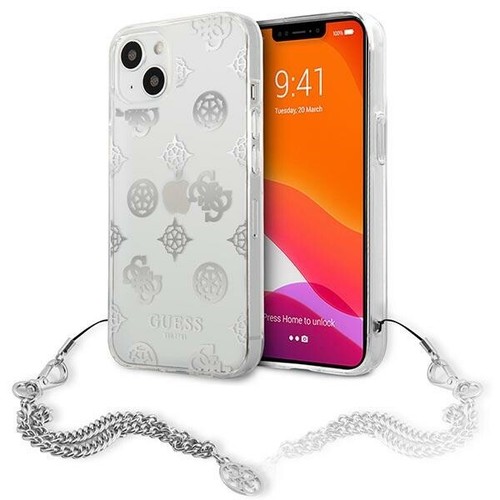 Phone Case Guess IPHONE 13 Mini Case With Pendant Hard Plastic Silver - Photo 1 sur 8