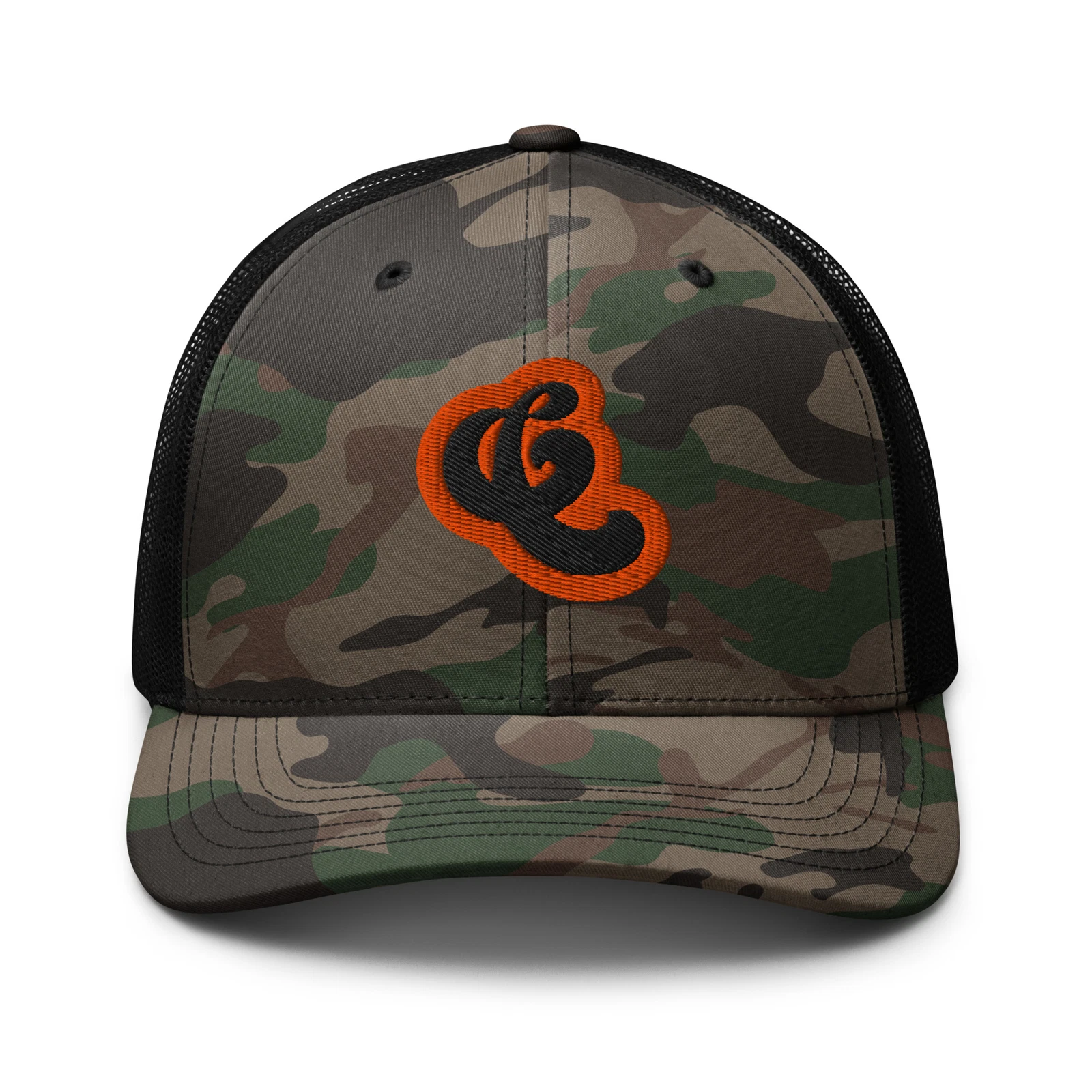 Travel Relax & Party logo Camouflage trucker hat