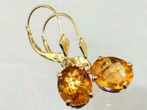 Ohrringe 14 Karat Gold Leverback, Citrin, E107 - Bild 6 von 7
