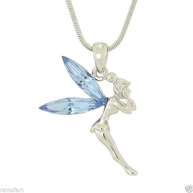 Tinker Bell Swarovski Crystal Light Blue Necklace Pendant
