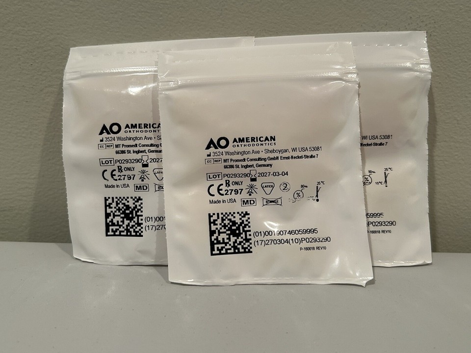 3 Bags (300) Bald Eagle American Orthodontics Elastics Dental Rubber