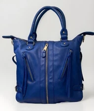 Women’s Blue Hobo Biker Crossbody Handbag Detachable Strap & Handles Leopard