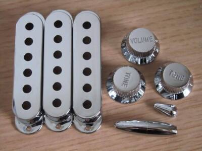 ST Pickup Covers ST Style Guitar Knobs Switch,Trem Arm Tip Chrome for ST