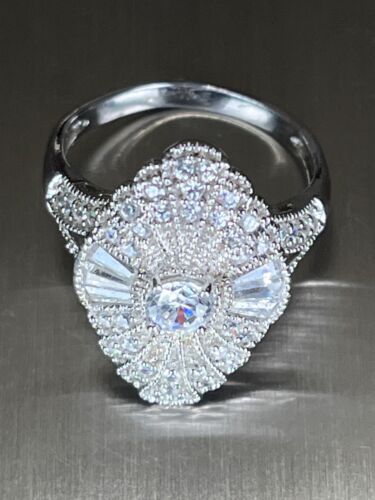 Vintage 925 Sterling Silver CZ engagement ring size 8.5 - Afbeelding 1 van 10