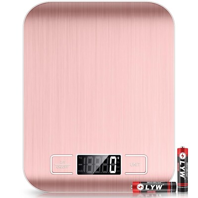 Pink Food Scale, 22lb Digital Kitchen Scale, Easy Clean Stainless Steel