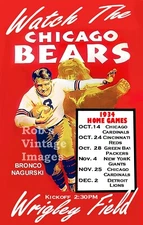 Chicago Bears  Football Season Schedule Vintage Poster 1934 NFL  13x19 Art Print