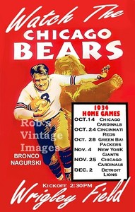 Chicago Bears  Football Season Schedule Vintage Poster 1934 NFL