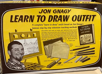 1950’s JOHN GNAGY INCOMPLETE LEARN TO DRAW OUTFIT IN ORIGINAL BOX FUN ...