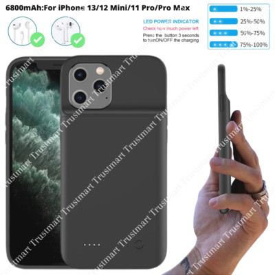 6800mAh Battery Charger Case For iPhone 13/12 Mini /11/Pro/Max Power Bank Cover