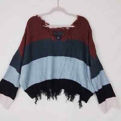 Polly & Esther Oversized Cropped Color Block Sweater Size XLarge