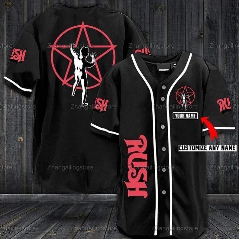 Personalized Rush Rock Band Printed Baseball Jersey Shirt