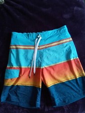 Sonoma Men's Drawstring Blue Orange Yellow Multicolored Swim Trunks/Shorts