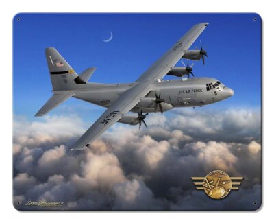 Lockheed C-130 Transportmaschine USA USAF Flugzeug Retro Sign Blechschild Schild