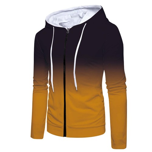 Men's Long Sleeve Zipper Hoodie Sweatshirt Gardient Prin Full Zip Outdoor Coat - Picture 46 of 47