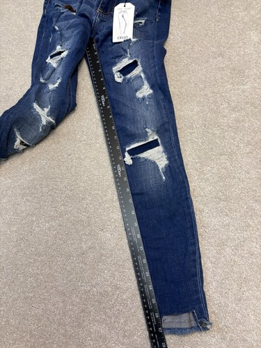 Cello Jeans Women Size 5 (28x27) Blue Crop Skinny Distressed/Destroyed NEW - Picture 12 of 12