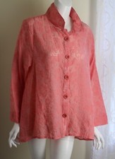 Habitat Sz Xl Pink Peach Ribbed Art-to-wear Hi-low Jacket Blazer Topper
