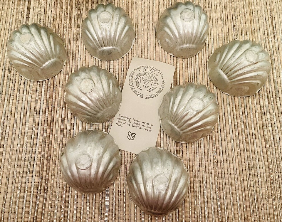 Set Of 8 Vintage Sea Shell Molds - Pewter Collectors Item -Woodbury ...